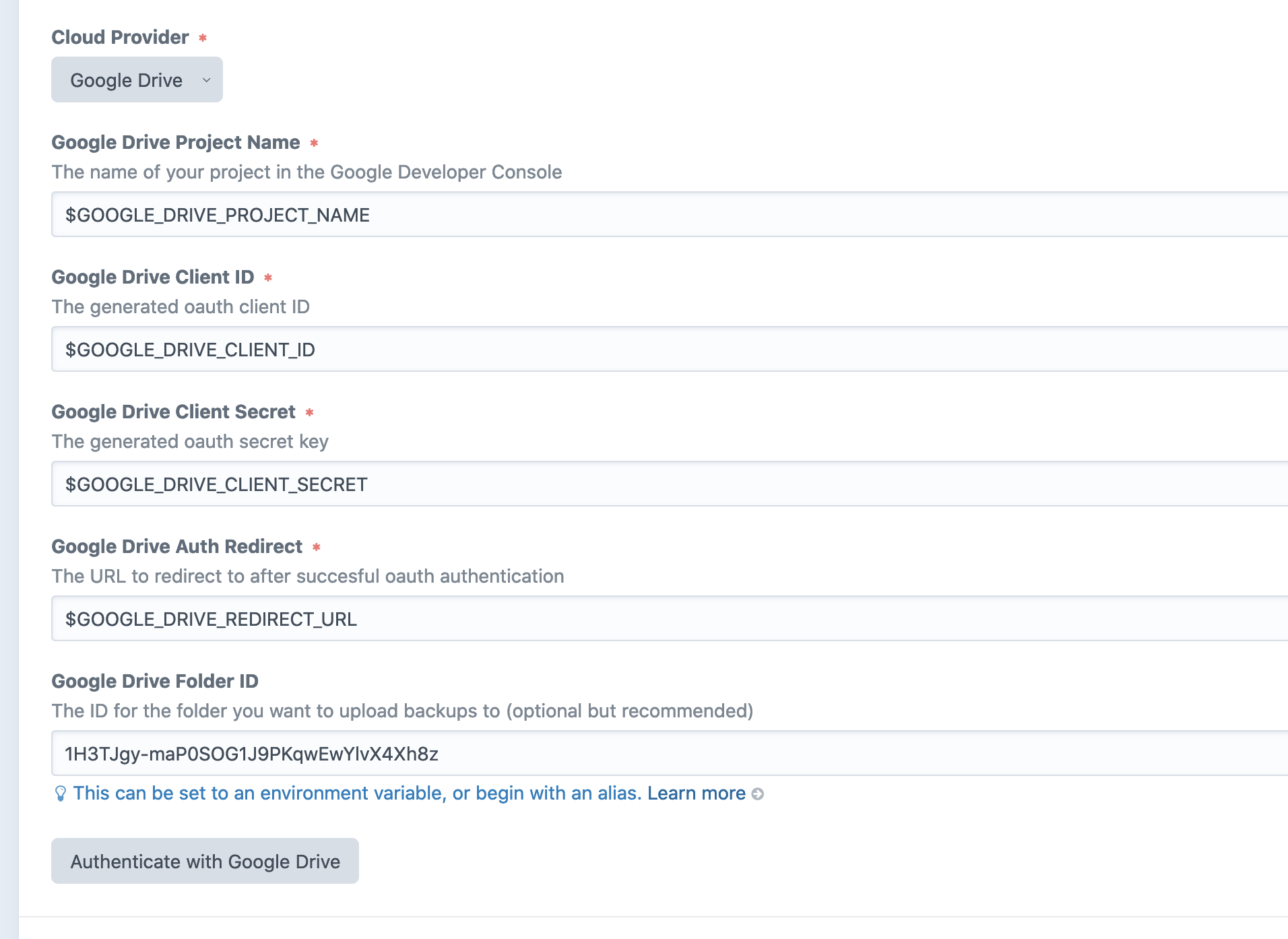 Configuring Google Drive with Craft Remote Sync
